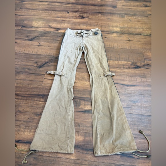 Vanilla Star Pants - Vanilla Star Low Rise Khaki Pants Size 00 Y2K Cinched Cuffs Buckle